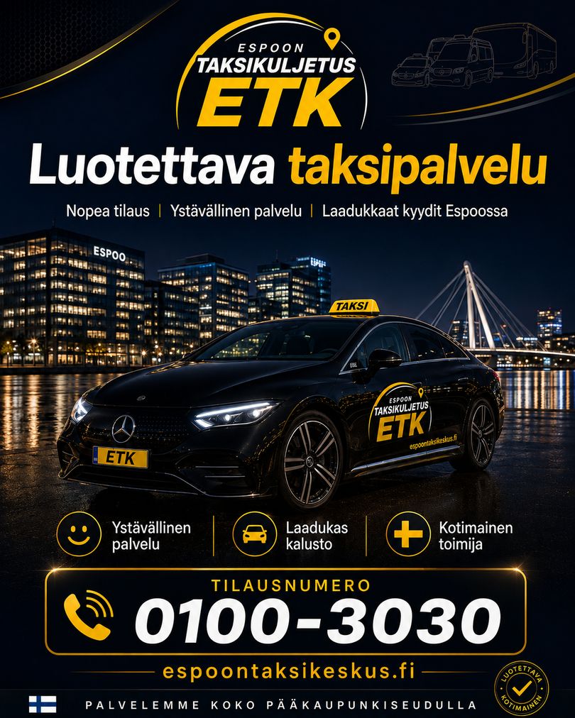 Taksi Espoo – tilaa numerosta 0100 3030